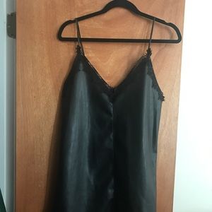 Zara Black Faux Leather Camisole Slip Dress Medium